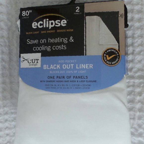 Eclipse Other - Eclipse Curtain Panels BLACKOUT WHITE 2 Panels Rod